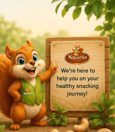 Squirlio Mascot - We're here to help you on your healthy snacking journey!